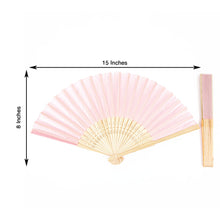 Balloon & Décor Garlands - Blush Folding Fan made of Bamboo Spines & Silk Fabric, measuring 15 inches and 8 inches