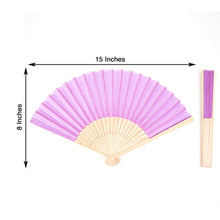 Balloon & Décor Garlands - Lavender Lilac Bamboo Spines & Silk Fabric Folding Fan with measurements of 15 inches and 8 inches