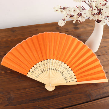 Experience the Beauty and Versatility of Orange Asian Silk Folding Fans