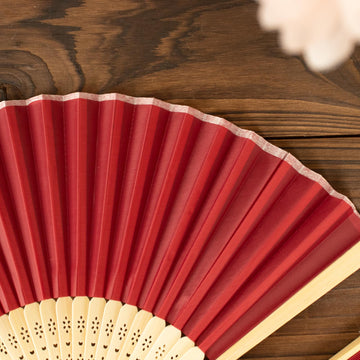 Versatile and Chic Party Favors - 5 Pack Red Asian Silk Folding Fans