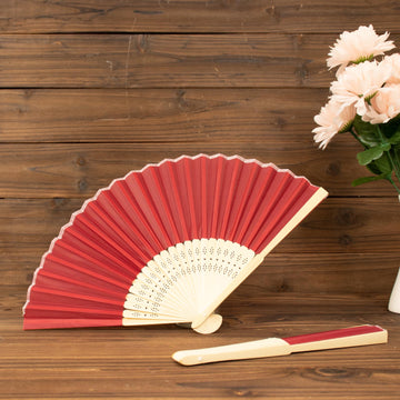 Stylish Red Asian Silk Folding Fans - Perfect Party Favors and Event Decor