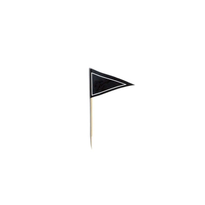 Black triangular party flag with a wooden stick