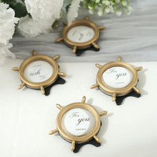 Pack of 4 Nautical Gold Resin Ship Wheel Round Picture Frame Party Favors 3.5 Inch