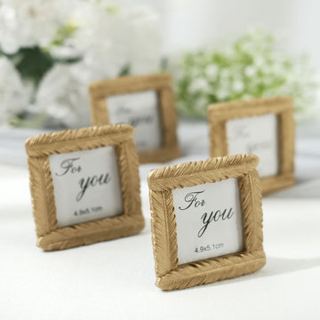 Chic and Stylish Gold Resin Mini Square Vintage Feather Party Favors Picture Frames