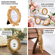 Gold Resin 4 Inch Decorative Baroque Oval Vintage Beaded Picture Frame Party Favors Card Place Holder 4 Pack