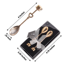 Gold Heart Shaped Spoon With Cup Handle Design 4 Inches Metal Material Gift Box