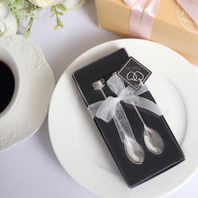 2 Pack | 4inch Silver Metal Couple Coffee Spoon Set Party Favors, Pre-Packed Wedding Souvenir Gift