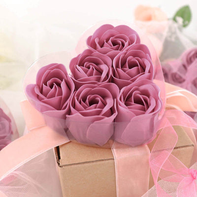 Heart-shaped pink rose soap gift arrangement