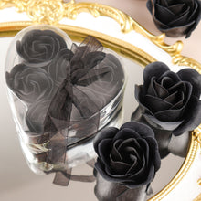 Heart Shaped Black Scented Rose Soap Party Favors With Gift Boxes & Ribbon 4 Pack 24 Pieces