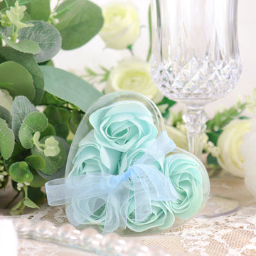 Mint Scented Rose Soap Heart Shaped Party Favors with Gift Boxes and Ribbon - Add Elegance to Your Event Decor