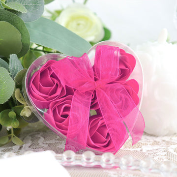 Fuchsia Scented Rose Soap Heart Shaped Party Favors