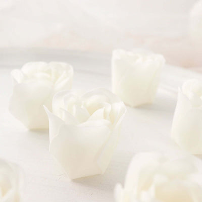 White soap roses arranged elegantly on a smooth surface.