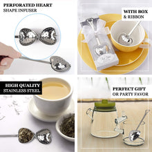Stainless Steel Tea Infuser Spoon Filter Heart Shaped Party Favor With Free Gift Box Ribbon & Perfect Blend Tag
