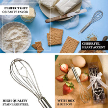 Stainless Steel Whisk Heart Shaped Party Favor With Free Gift Box Ribbon & Thank You Tag