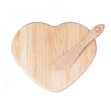 Elevate Your Wedding Décor with the Heart Shaped Bamboo Brie Cheese Board and Knife Set