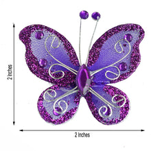 Organza and Wire purple butterfly with Acrylic Diamonds and Glitter highlights