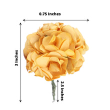 144 Pieces Gold Paper Mini Craft Flower Roses with Wire Stems
