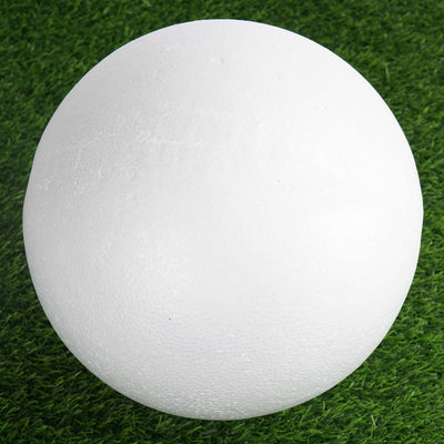White foam ball on green grass surface.
