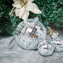 4 Inch Silver Foam Disco Mirror Balls With Hanging Strings In Pack Of 4