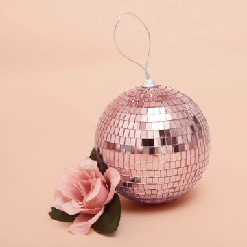 Add a Touch of Glamour with Rose Gold Foam Disco Mirror Ball Ornaments