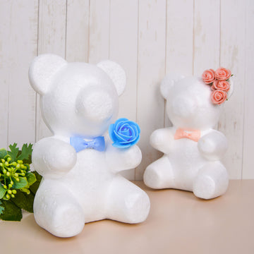 DIY White 3D Modeling StyroFoam Bears for Creative Craft Projects