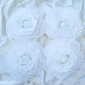 Large White Real Touch Artificial Foam DIY Craft Roses 12"