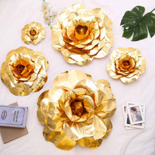 12 Inch Metallic Gold Artificial Real Touch Large Foam DIY Craft Roses 4 Pack
