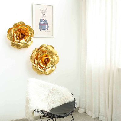 Gold wall flowers decoratively accentuating a modern living space.