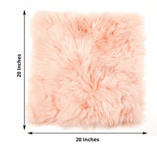 chair cushion pads made of Faux Fur Sheep Skin in Dusty Rose color, shaped like a furry pillow with measurements of 20 inches and 20 inches