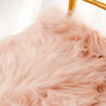 20 Inch Soft Dusty Rose Faux Sheepskin Fur Square Seat Cushion Cover