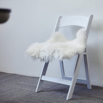 Soft White Faux Sheepskin Fur Square Seat Cushion Cover