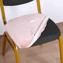 Dusty Rose Velvet Dining Seat Cushion Cover With Ties Stretchable