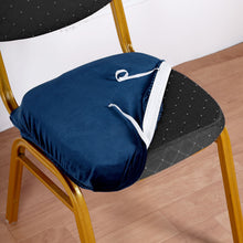 Navy Blue Velvet Dining Chair Seat Cushion Cover With Ties
