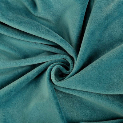 Teal plush fabric with a soft, smooth texture.