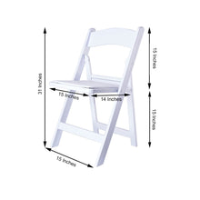 White Resin Folding Chair with Chair Cushion Pads, Chiavari Chair Slip Covers, and Event Chairs
