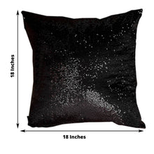 2 Pack 18 Inch Square Throw Pillow Case Covers In Black Sequin Lamour Satin