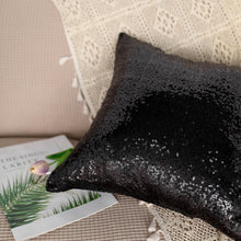 Black Sequin Lamour Satin Throw Pillow Case Cover 18 Inch Square