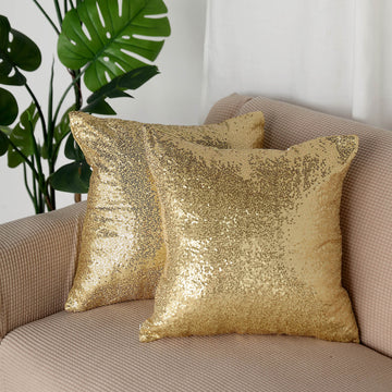 Sparkling Champagne Sequin Throw Pillow Cover