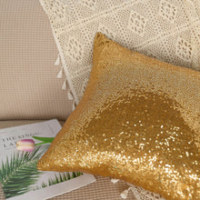 Gold Sequin Lamour Satin Throw Pillow Case Cover 18 Inch Square
