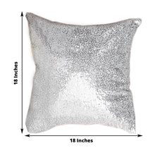 2 Pack 18 Inch Square Throw Pillow Case Covers In Silver Sequin Lamour Satin