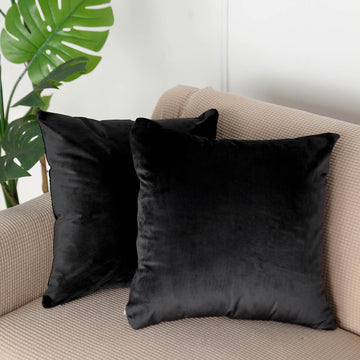 Black Velvet Square Throw Pillow Cover - Add Elegance to Your Home Decor