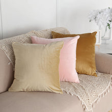 2 Champagne Velvet Square Pillow Covers 18 Inches