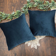 Soft Velvet Square Pillow Covers Navy Blue 18 Inch