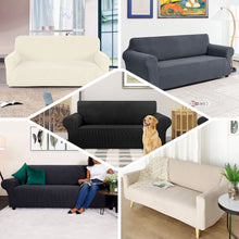 Jacquard Spandex Loveseat Sofa Slipcover Easy Fit Black Stretch