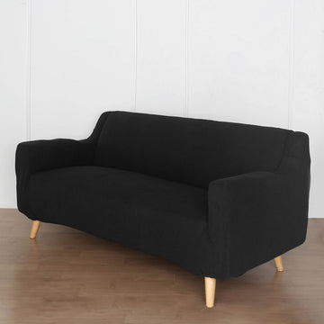Transform Your Living Room with the Easy Fit Black Stretch 1-Piece Loveseat Sofa Slipcover