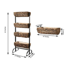 42 Inch Metal Ladder Plant Stand 4-Tiers With Wooden Log Pots