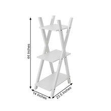 White Wooden Accent Rack 44 Inch X Frame Plant Stand 3 Tier Display Shelf 