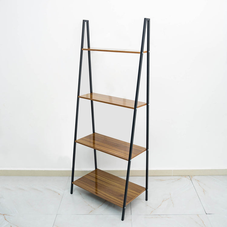 4 Tier Metal Ladder Shelf With Wood Racks 5 Feet Tall