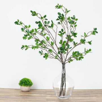 3 Pack | 43" Faux Leaf Branches, Artificial Green Petal Branches Leaf Spray