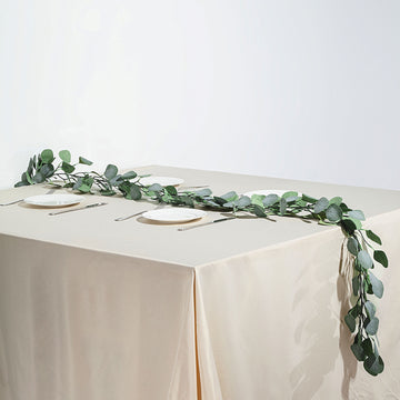 Frosted Green Artificial Silk Eucalyptus Leaf Garland Vine 6.5ft